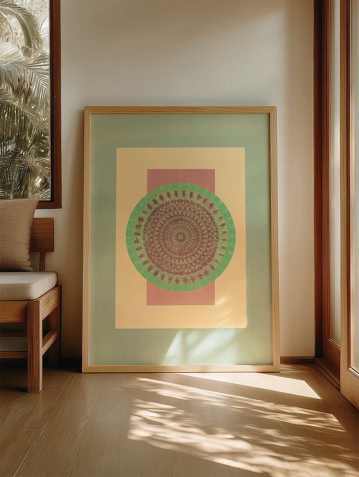Tropical Bauhaus XIV — gum bichromate mandala photogram print on Hahnemühle German Etching 310gsm paper, pigment print reproduction