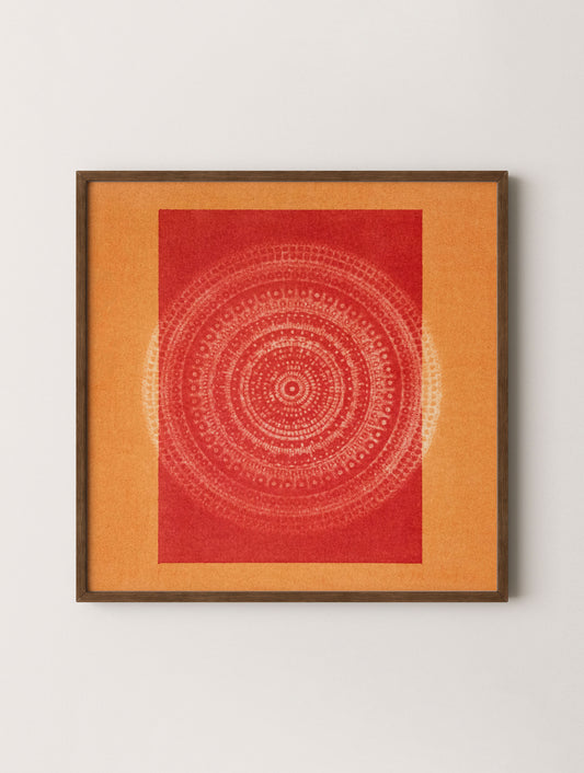 Hampi mandala wall art features vibrant Indian tones and sacred geometry, offering meditative art for modern spaces.