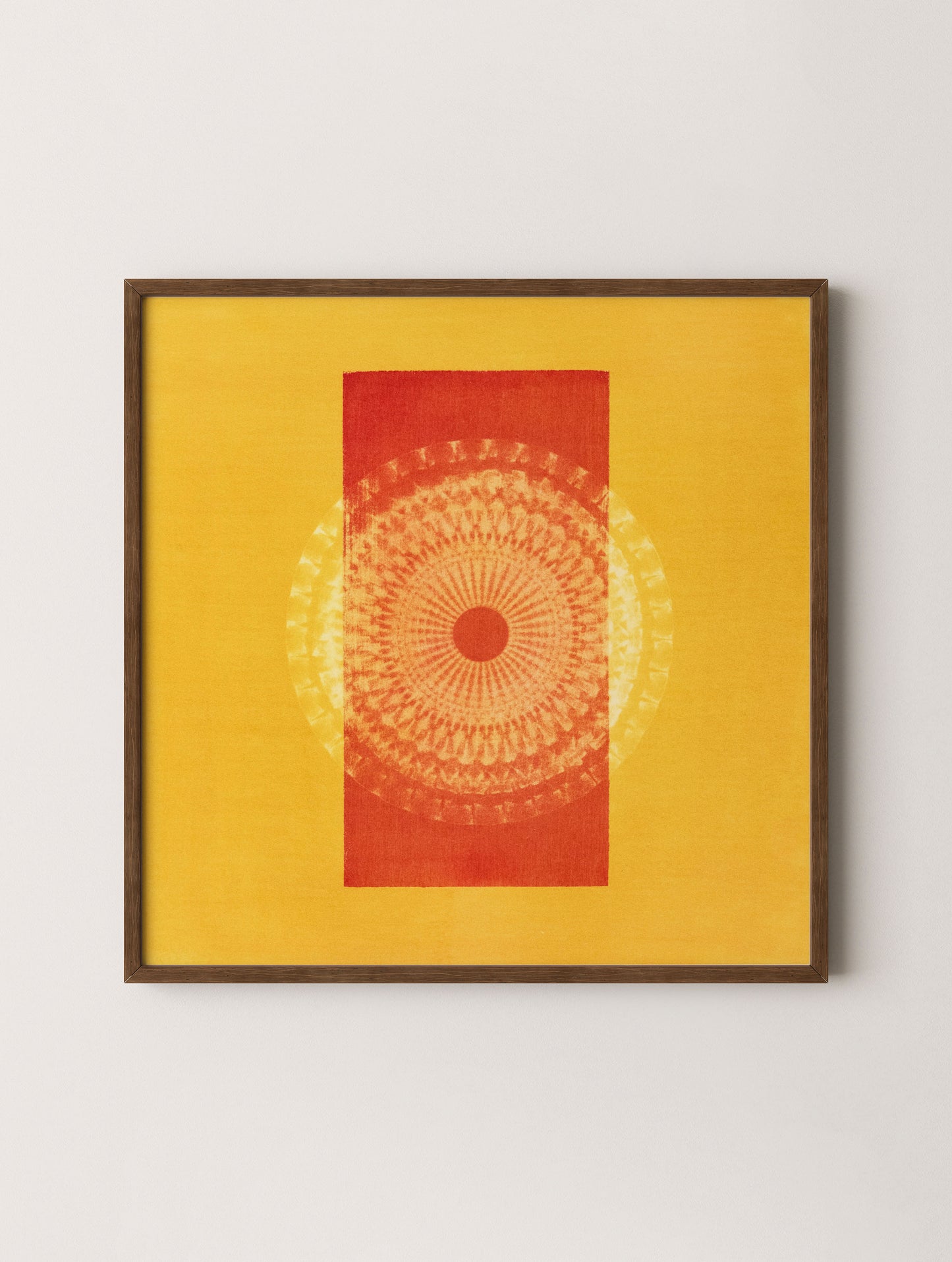 Kashi mandala wall art features vibrant Indian tones and sacred geometry, inspired by the sun kissed colors of Varanasi.