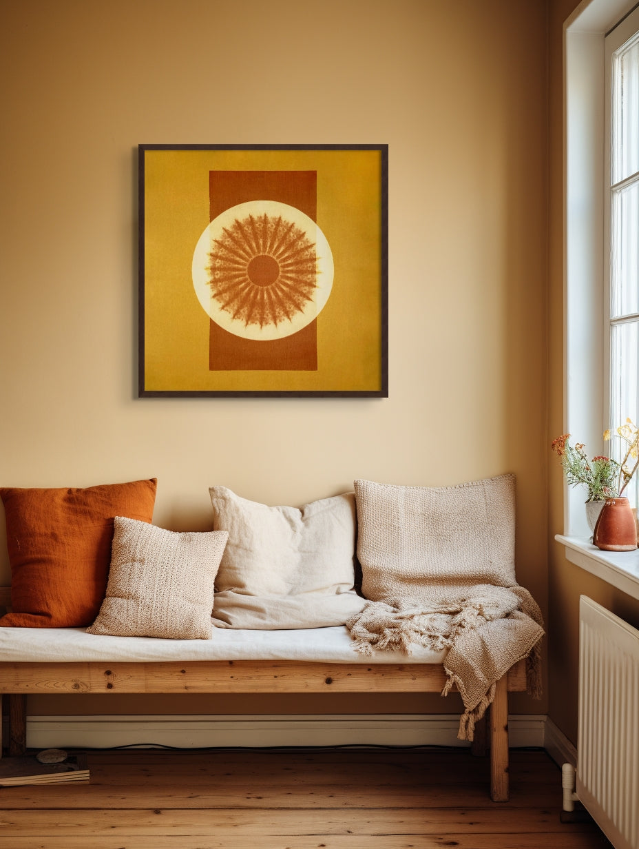 24x24 inch Mandala Wall Art titled 'Mumbai, India' displayed in bright interior.