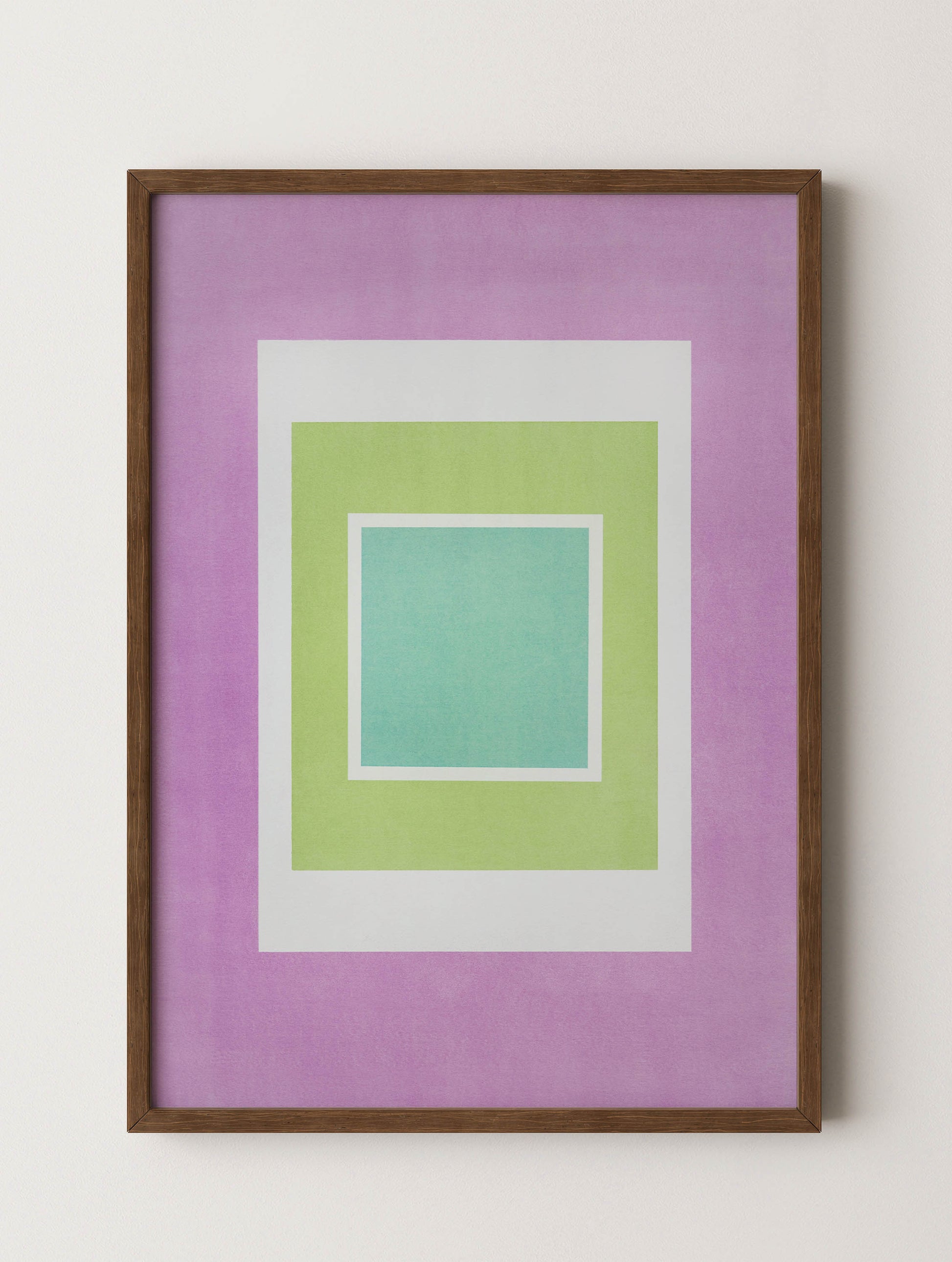 Handmade geometric abstract print from the Tropical Bauhaus series by Maxwell Marshall. Created using the gum dichromate process, this colorful artwork reimagines Color Field painting through light and pigment — a modern piece that adds calm, balanced energy to contemporary decor.